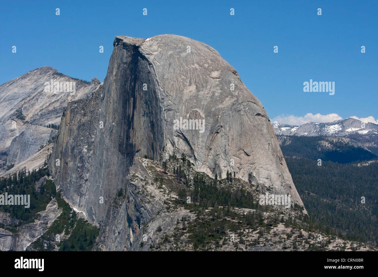 A scenic view of Half Dome from Glacier Point, Yosemite National Park, California, USA in June Stock Photo