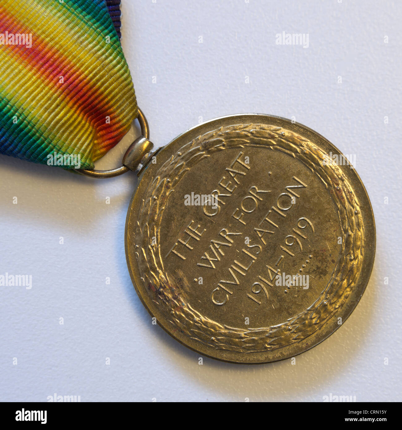 A first world war medal with brightly coloured ribbon Stock Photo Alamy