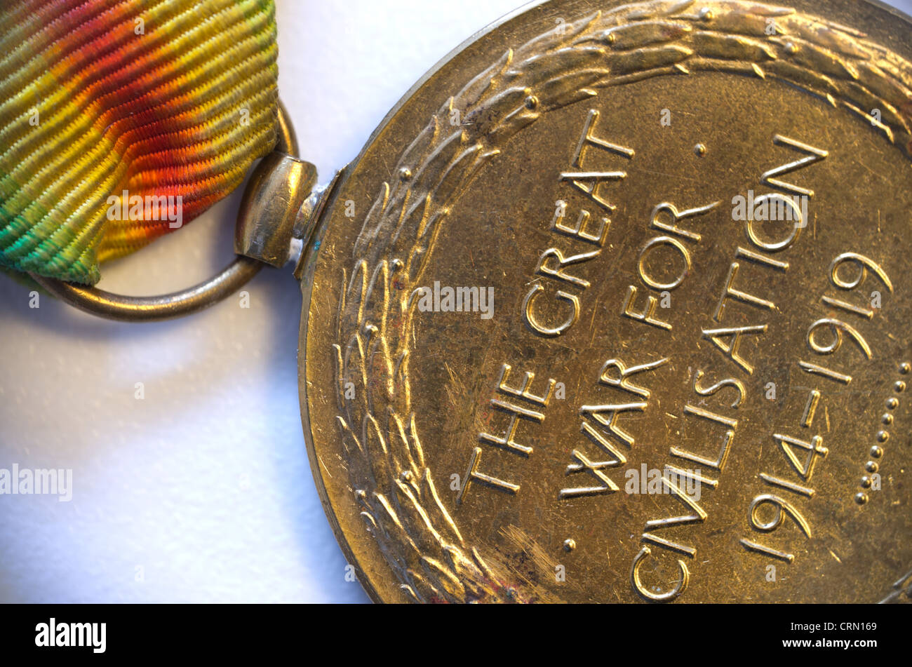 A first world war medal with brightly coloured ribbon Stock Photo Alamy