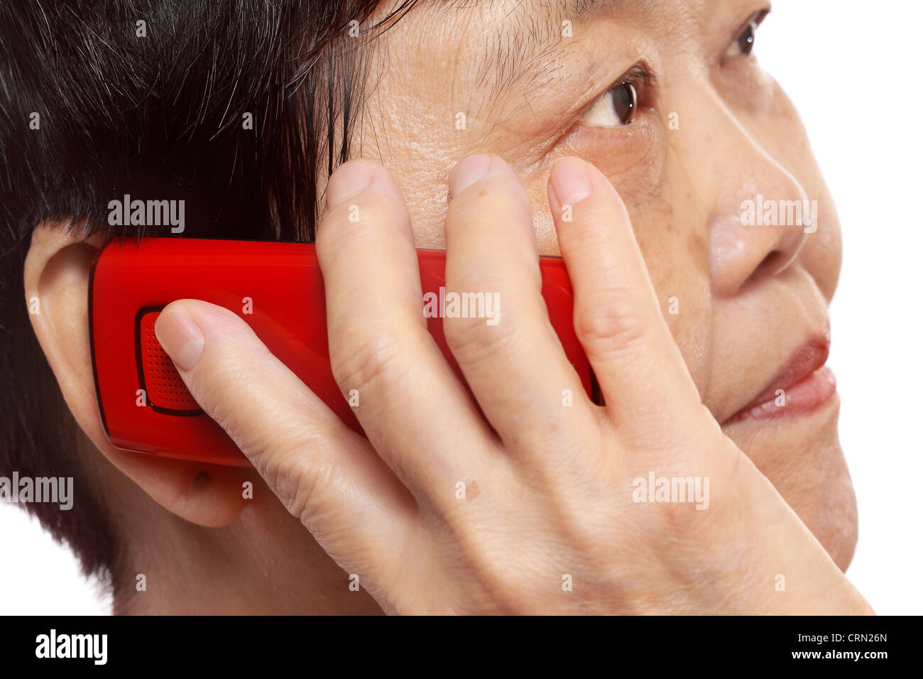 Senior Woman Talking On Mobile Phone Stock Photo - Alamy