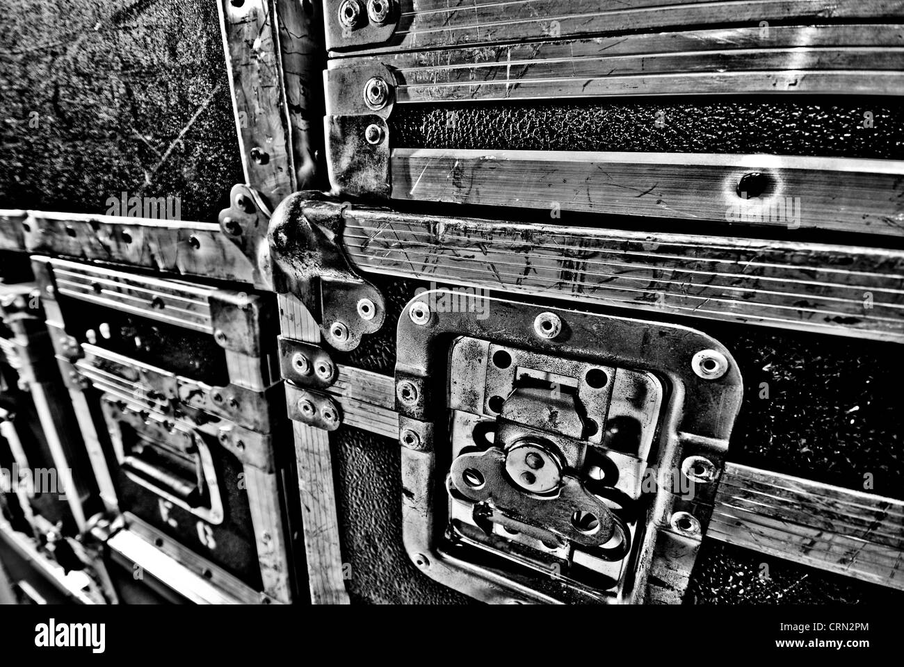 Large commercial audio road cases stacked Stock Photo Alamy