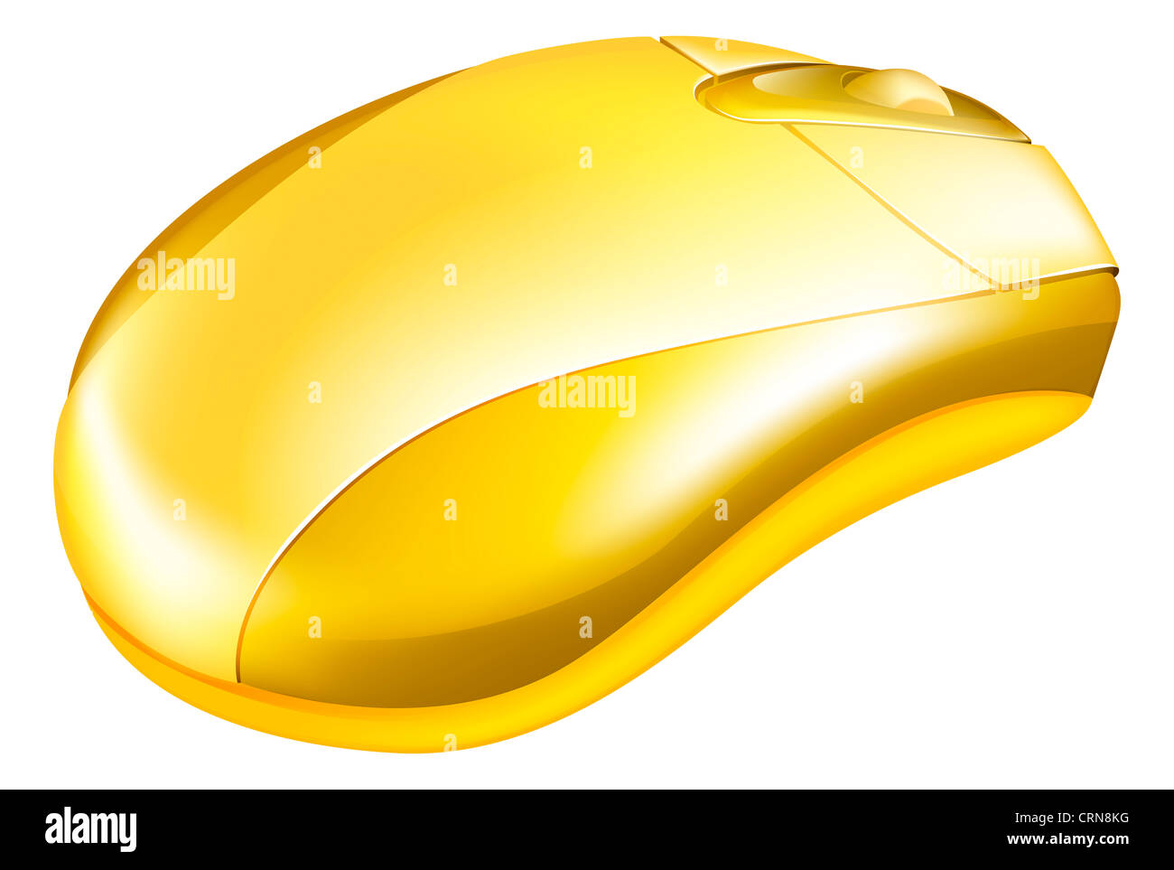 Illustration of a metallic gold computer mouse with wheel Stock Photo