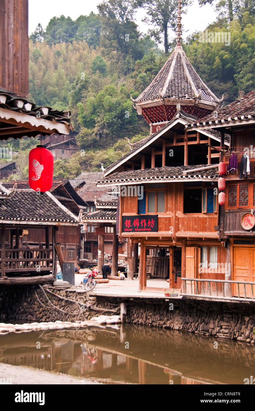 Village of Zhaoxing, Guizhou province - China Stock Photo