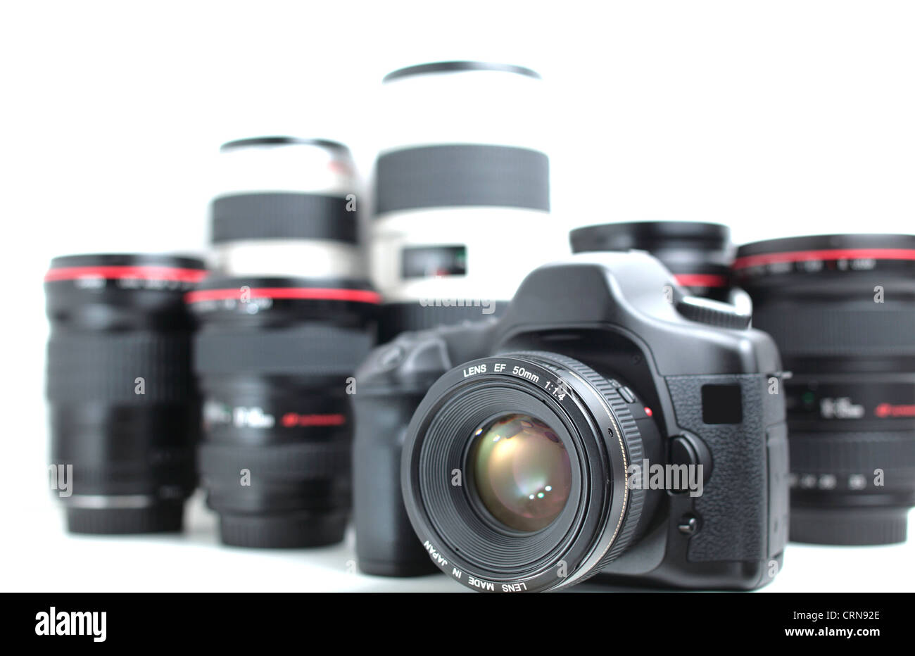 DSLR & Lenses (Modern hiend professional photographic equipment a camera and lenses, isolated
