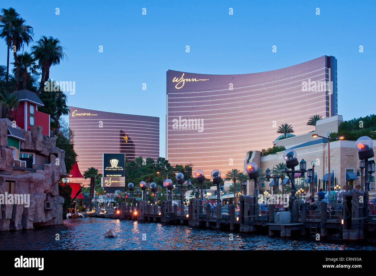 LAS VEGAS, USA - JUNE 15, 2012: View across the front of Treasure island Hotel Casino to the Wynn Stock Photo