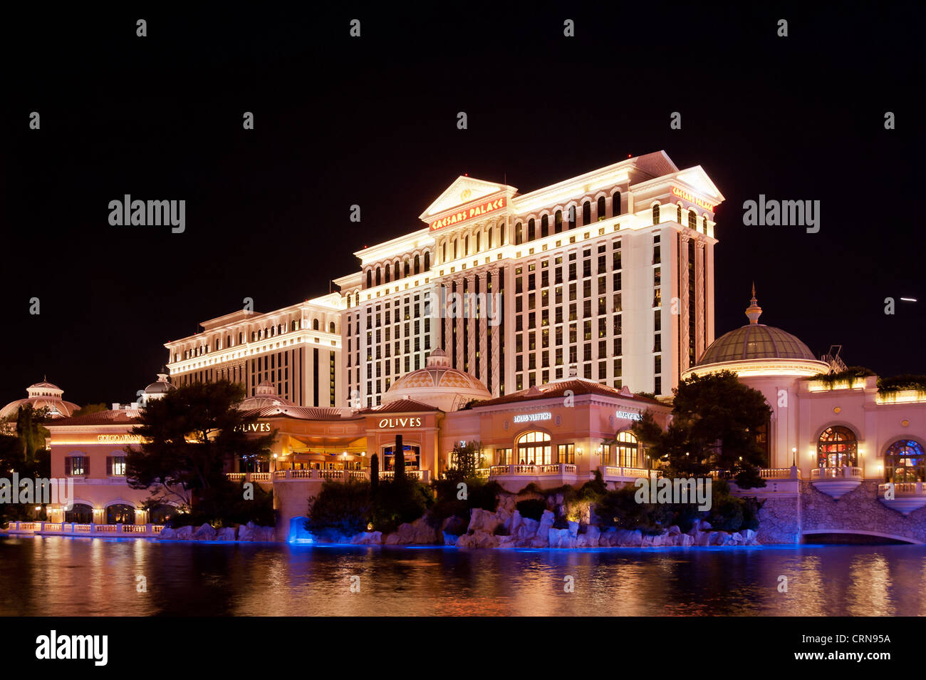 LAS VEGAS, USA - JUNE 15, 2012:  Caesars Palace Resort Hotel Casino at night Stock Photo