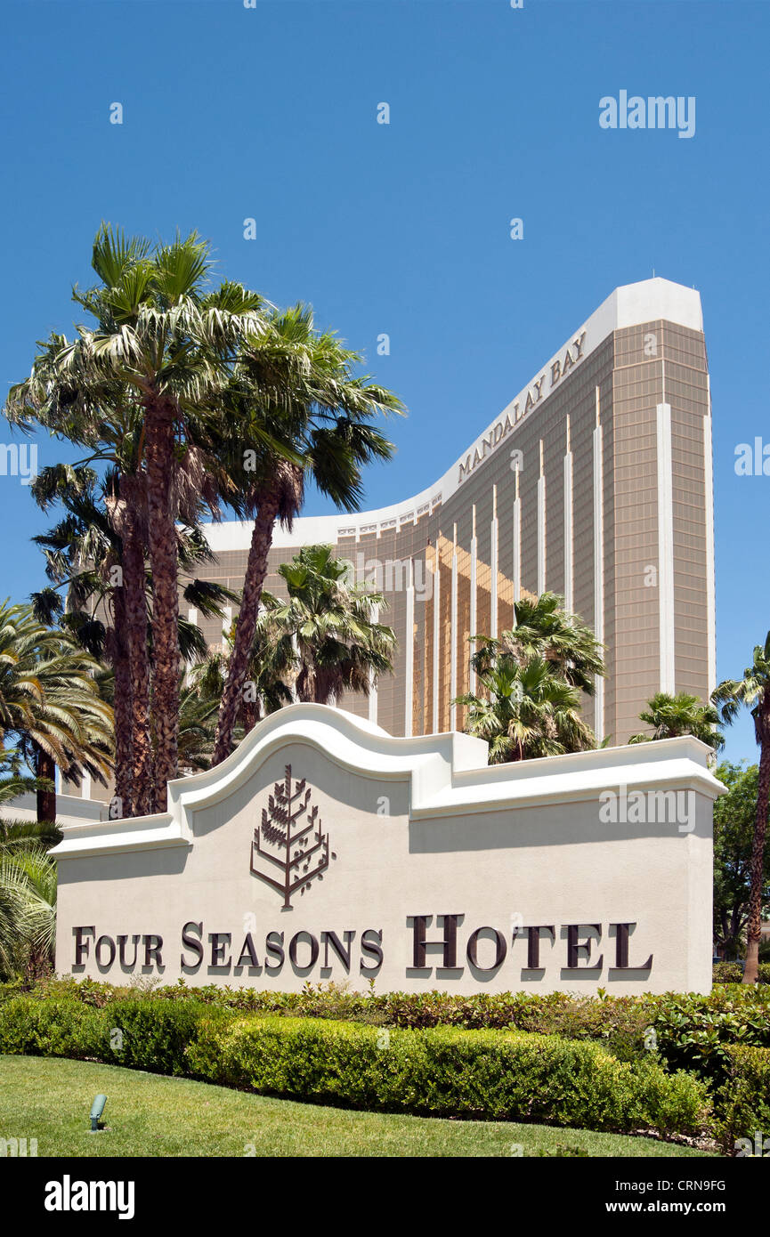 LAS VEGAS, NEVADA, USA - JUNE 17, 2012:  Sign for Four Seasons Hotel, part of the Mandalay Bay Resort Stock Photo