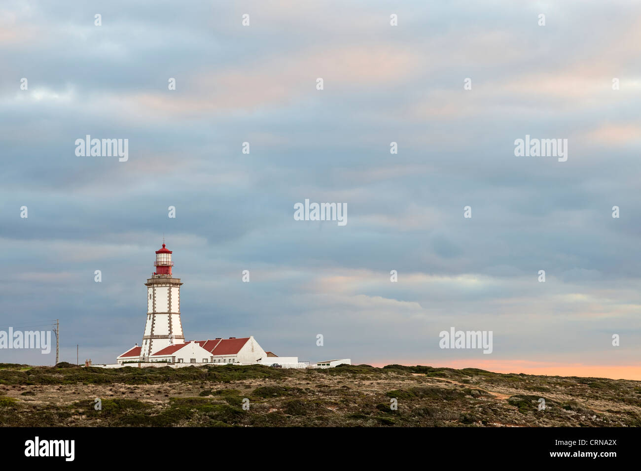 Espichel cape lighthouse. Setubal, Sesimbra, Portugal. Stock Photo