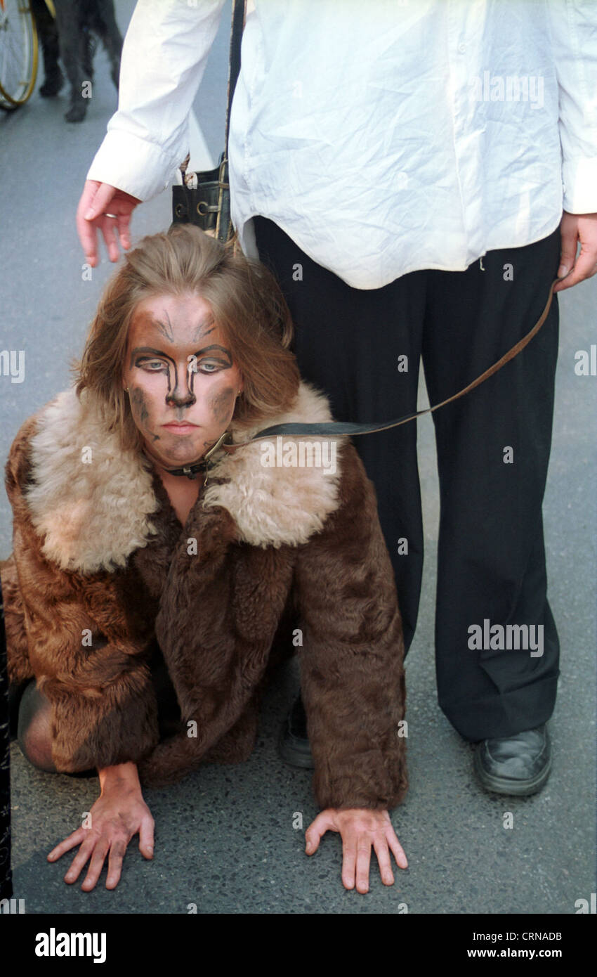 Fifi Parade in Berlin Young woman dressed as a dog Stock Photo Alamy
