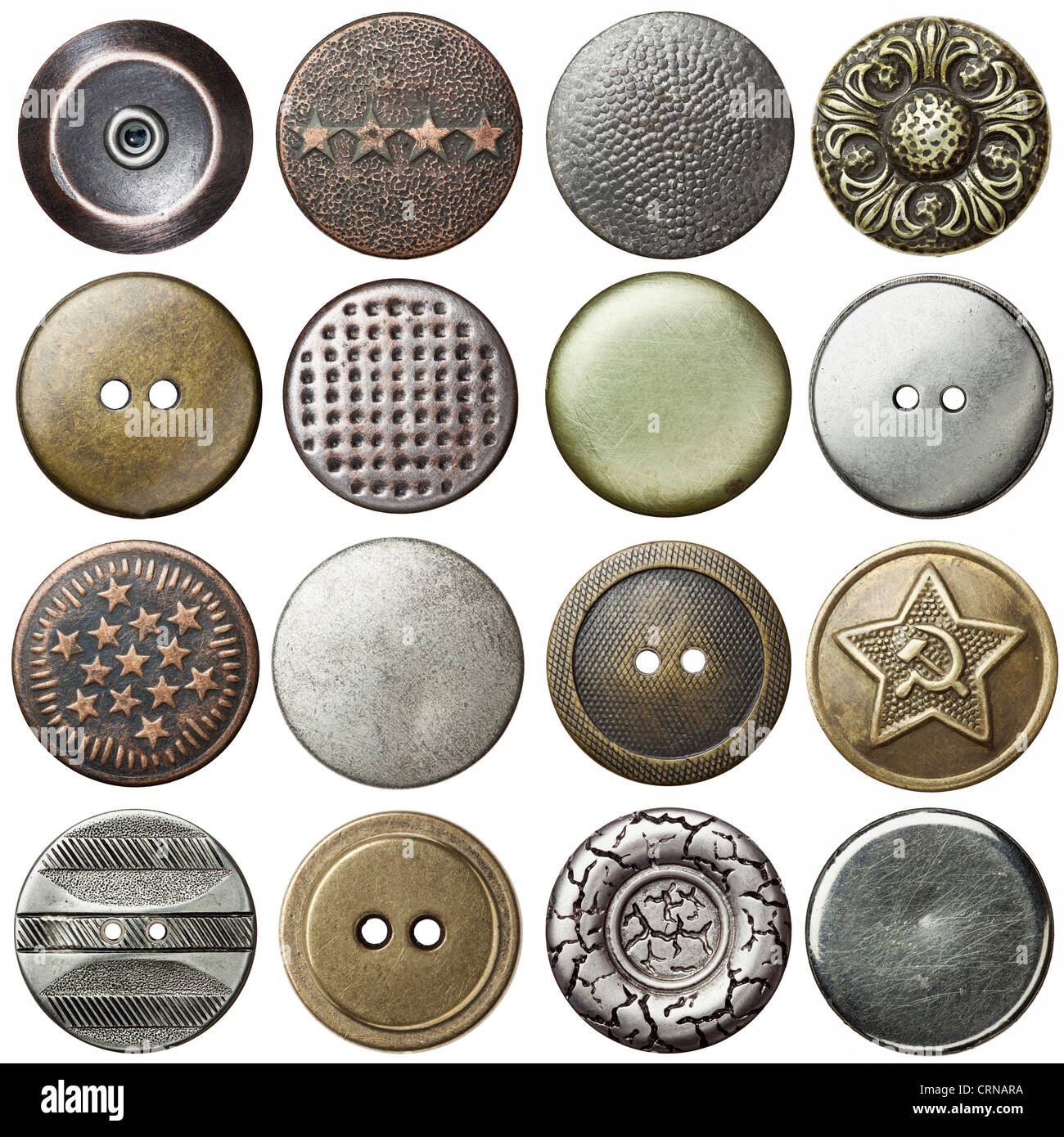 Vintage metal sewing buttons, isolated Stock Photo Alamy