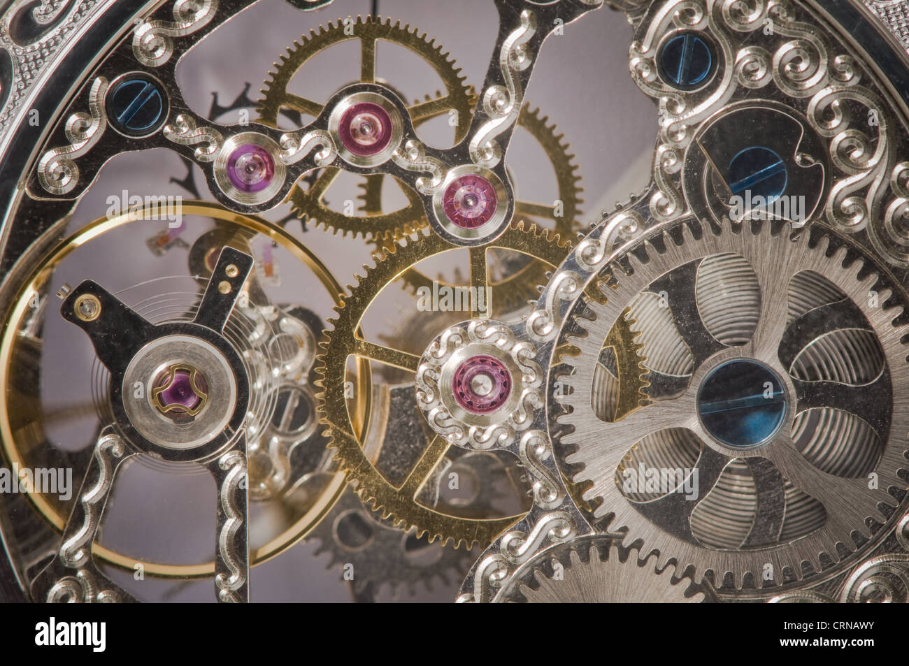close view of watch mechanism Stock Photo Alamy