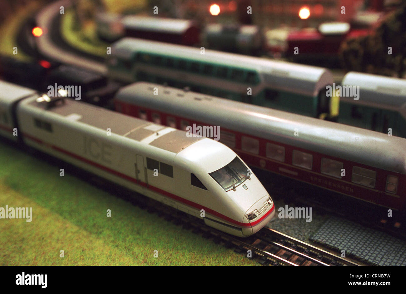 Trains of Deutsche Bahn in the model Stock Photo