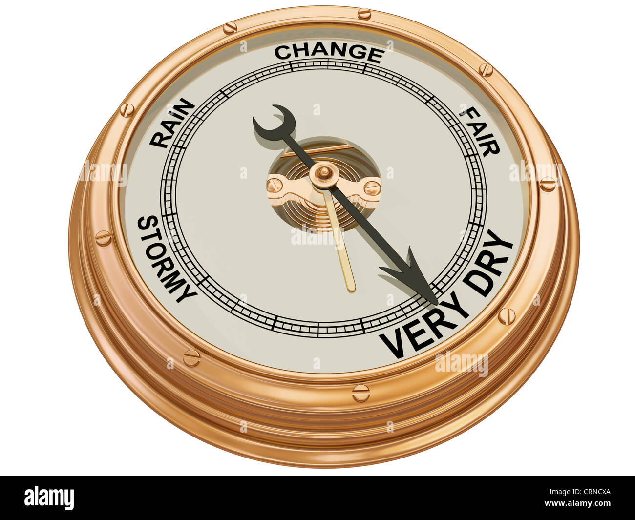Isolated illustration of a barometer indicating very dry conditions Stock Photo