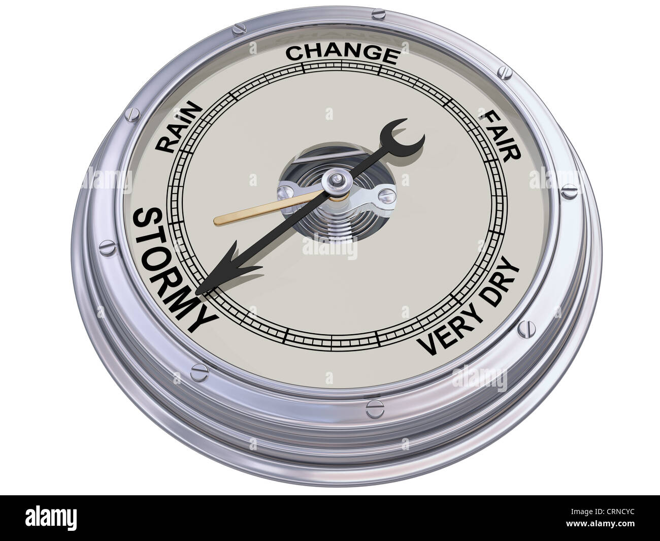 Isolated illustration of a barometer indicating an ominous storm Stock Photo