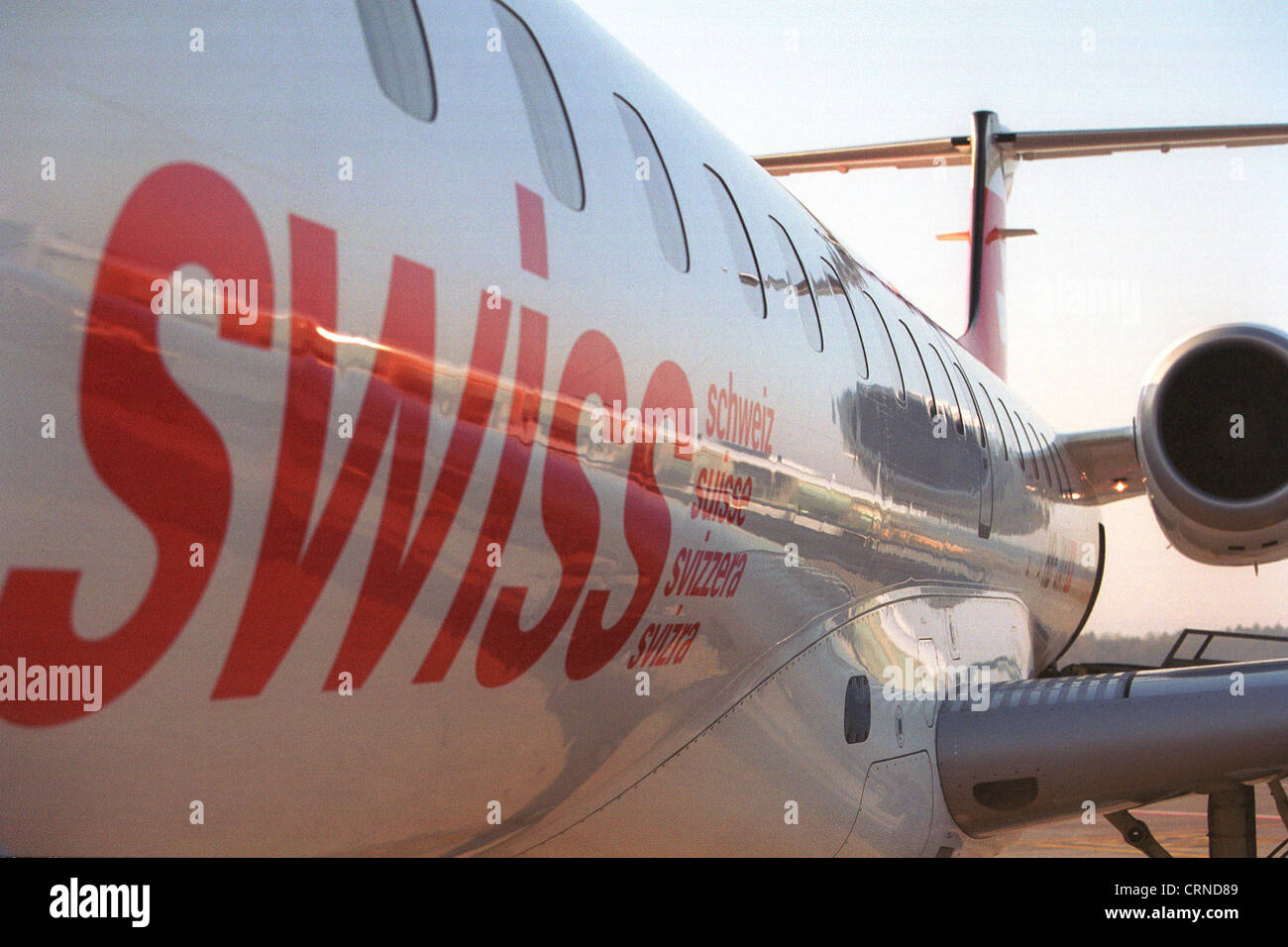 Airline logo on a Swiss machine Stock Photo