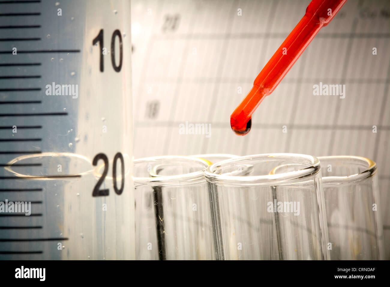 Pipetting red liquid into test tubes Stock Photo - Alamy