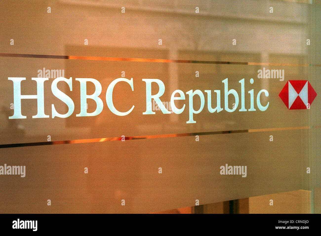 Logo of HSBC Republic Bank in Switzerland Stock Photo