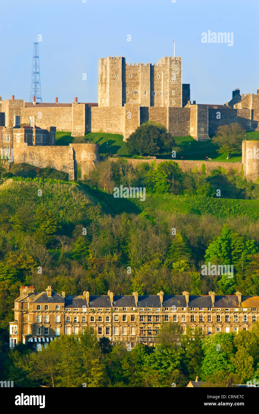 Dover Castle on top of the famous white cliffs, built in the 12th century under the reign of Henry ll. Stock Photo