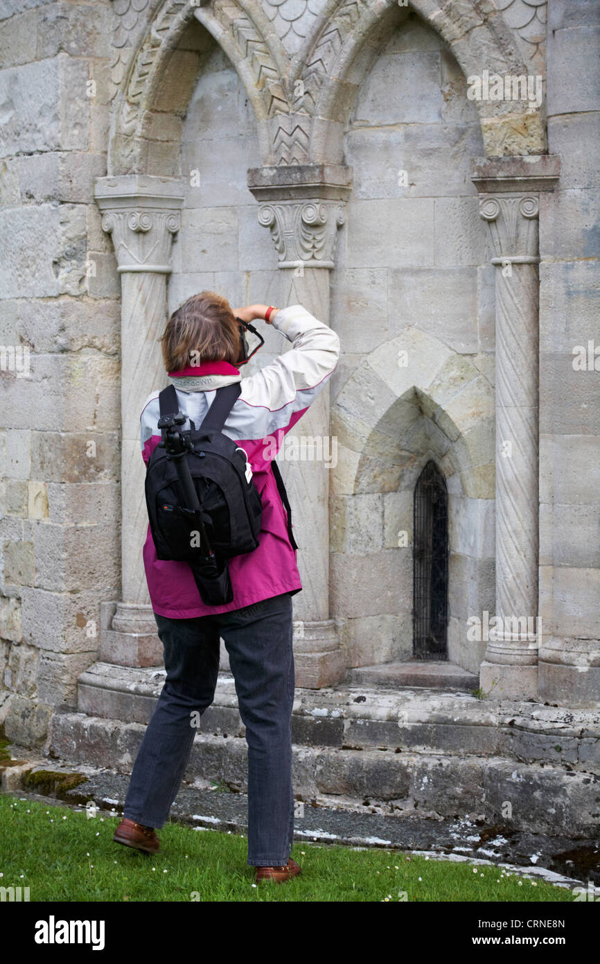 photographing detail of Christchurch Priory in June Stock Photo