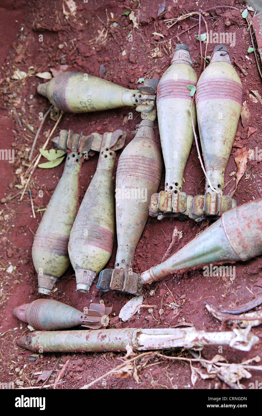 Collected war scrap and ammunition in Angola. Stock Photo