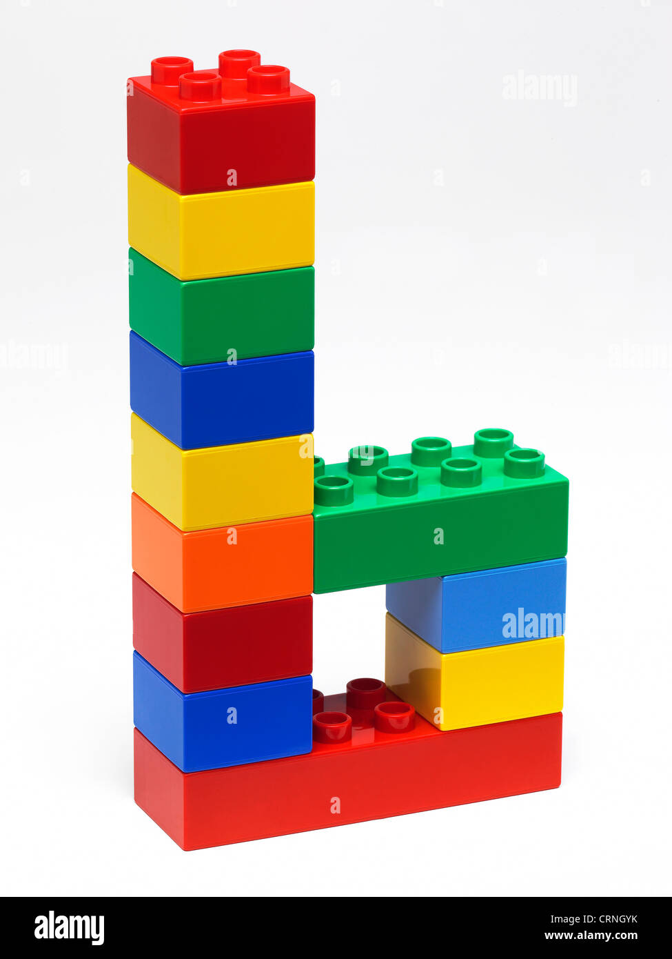 Coloured plastic building bricks in the shape of the number 6 Stock Photo
