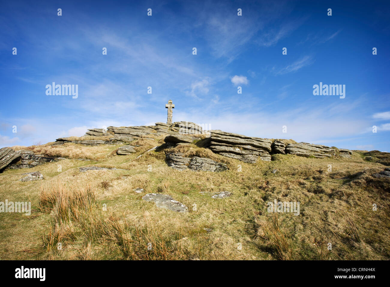 Widgery Cross on Brat Tor near Lydford in Dartmoor. Stock Photo