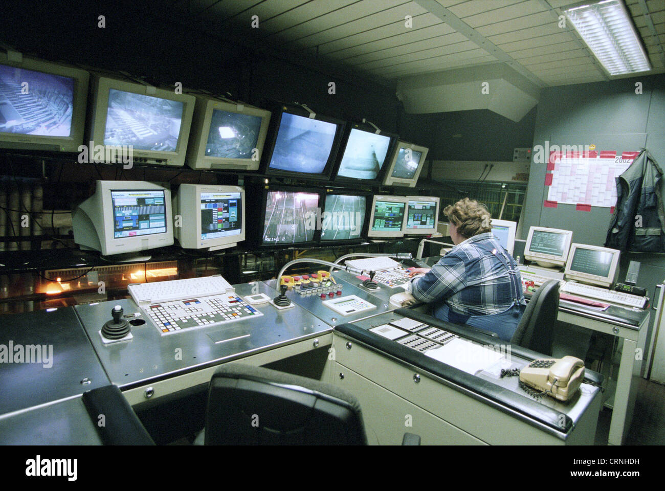 Control room in the mill Dillinger Huettenwerke. Stock Photo