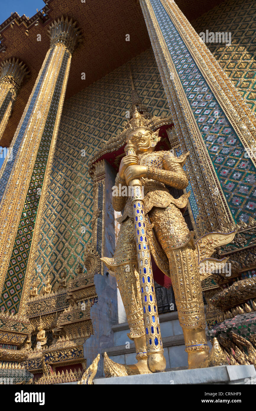 A Yaksha, a demon guarding the Phra Mondop library in the Wat Phra Kaew complex in Bangkok, Thailand Stock Photo