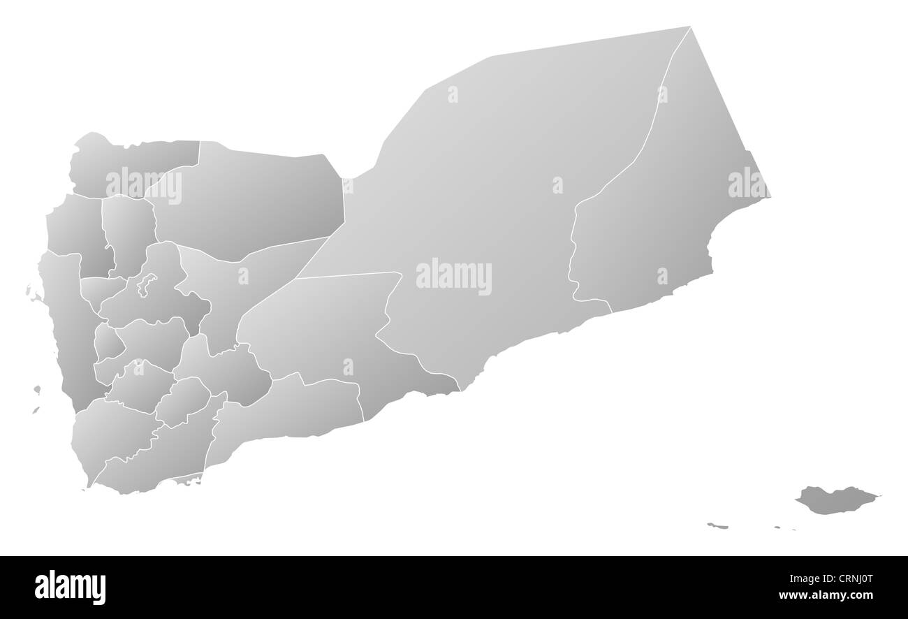 Political map of Yemen with the several governorates. Stock Photo