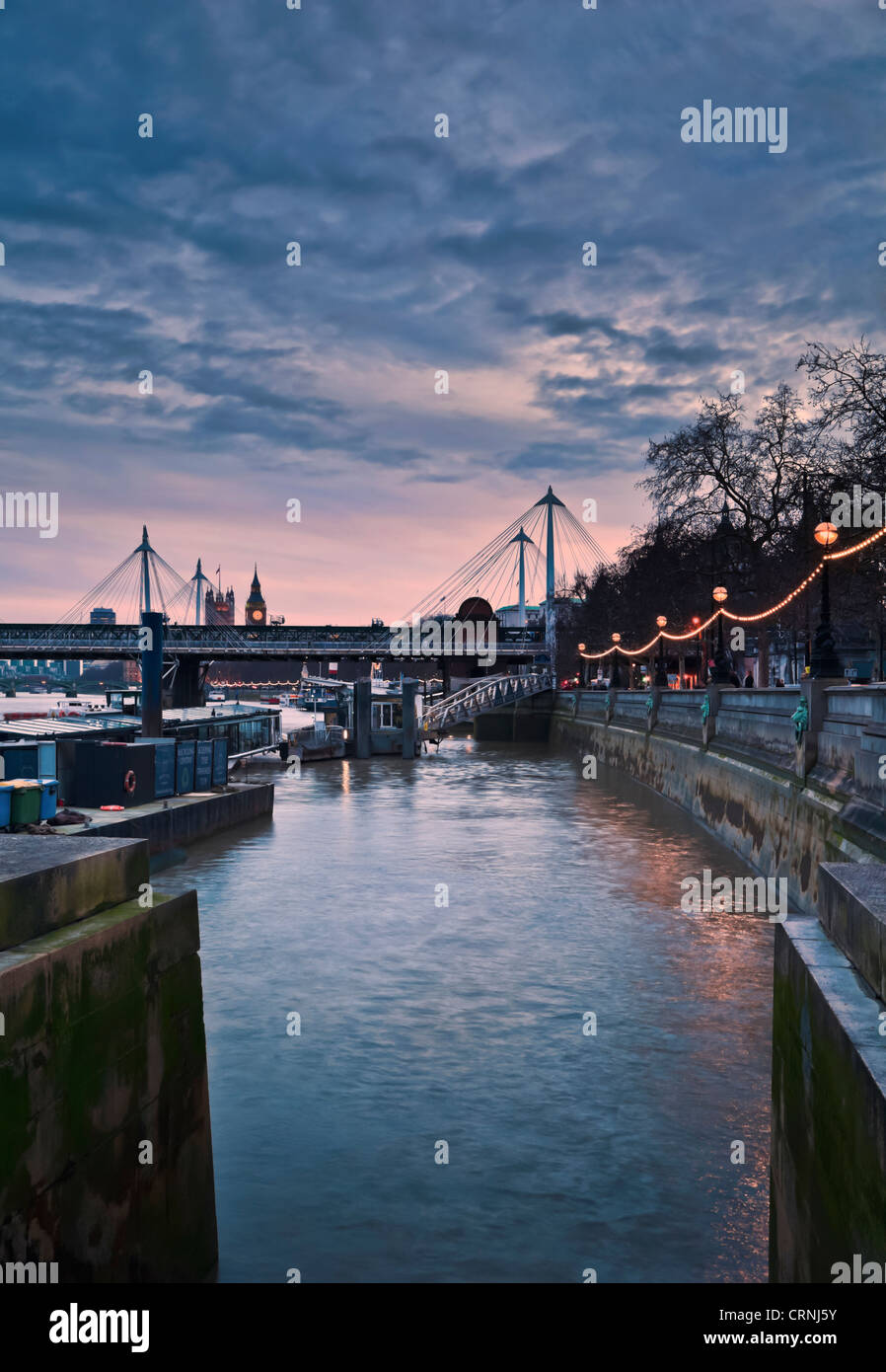 dusk at river thames london united kingdom Stock Photo