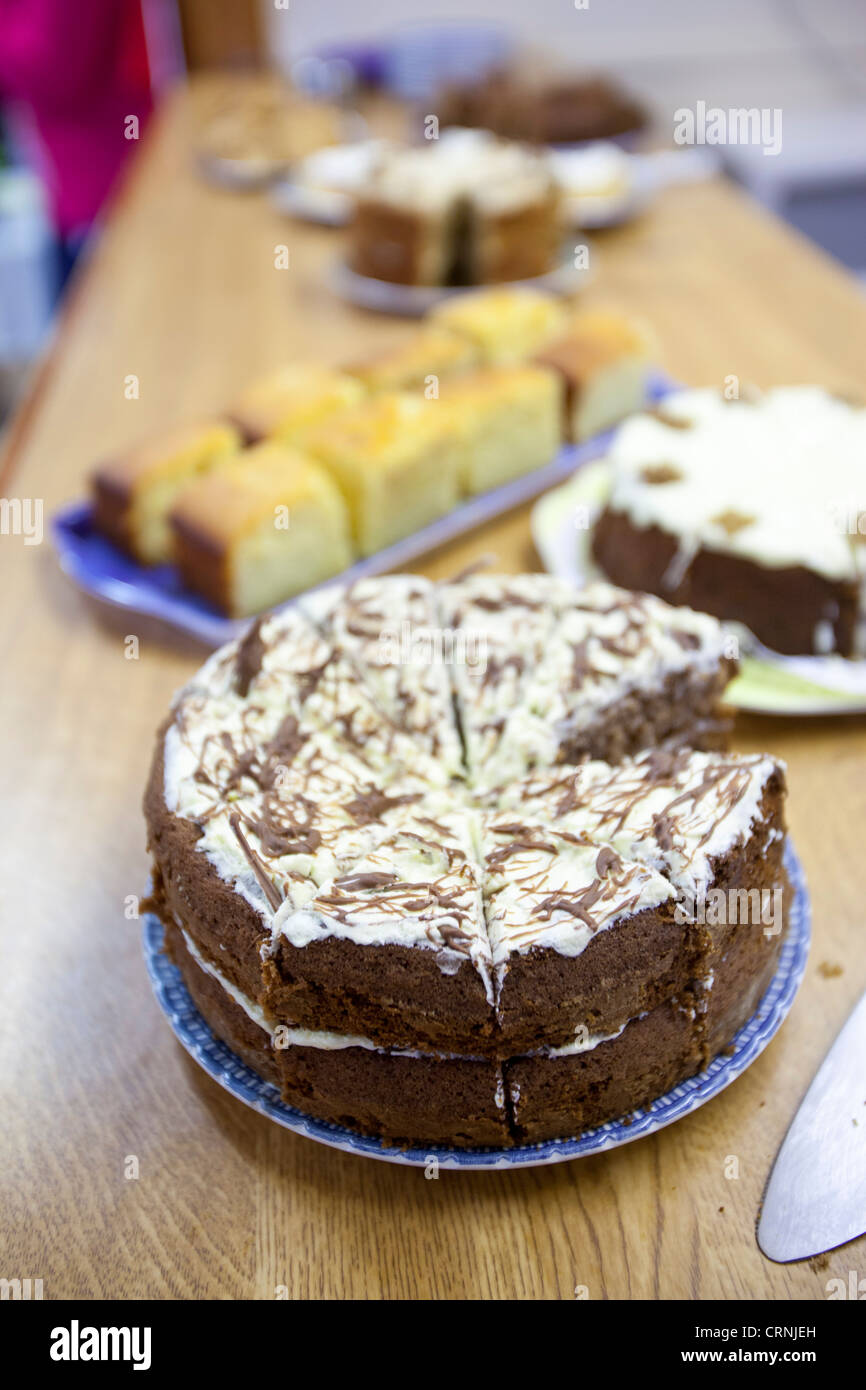 Cakes for sale in Drimpton village hall, Dorset Stock Photo Alamy