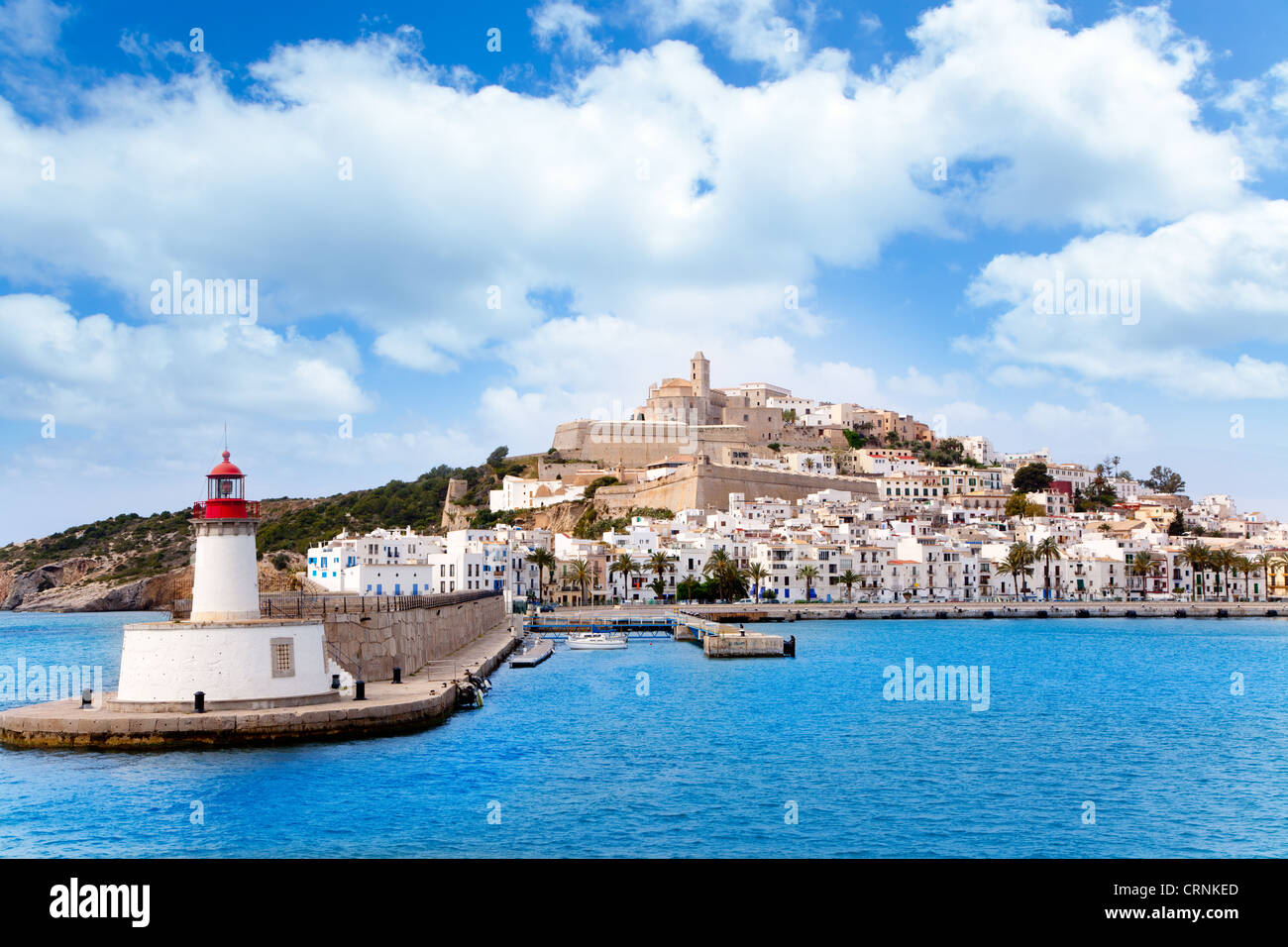 Eivissa ibiza town from red lighthouse red beacon in Balearic Islands Stock Photo