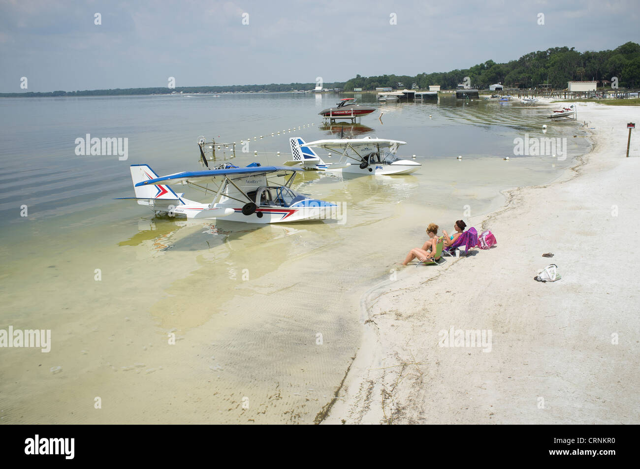 Searay seaplanes on the beach at Lake Weir Florida USA. Holiday mode