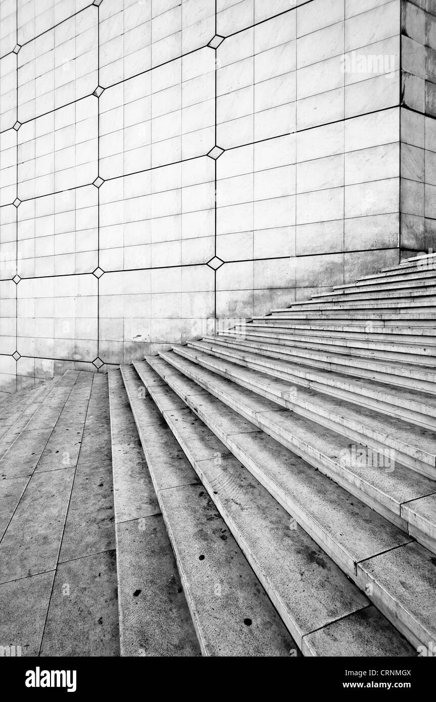 Grande arche stairs - La Defense, Paris. France. Stock Photo