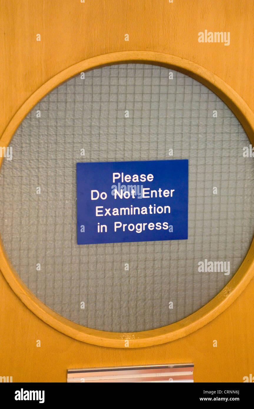 'Examination in progress' door sign Stock Photo