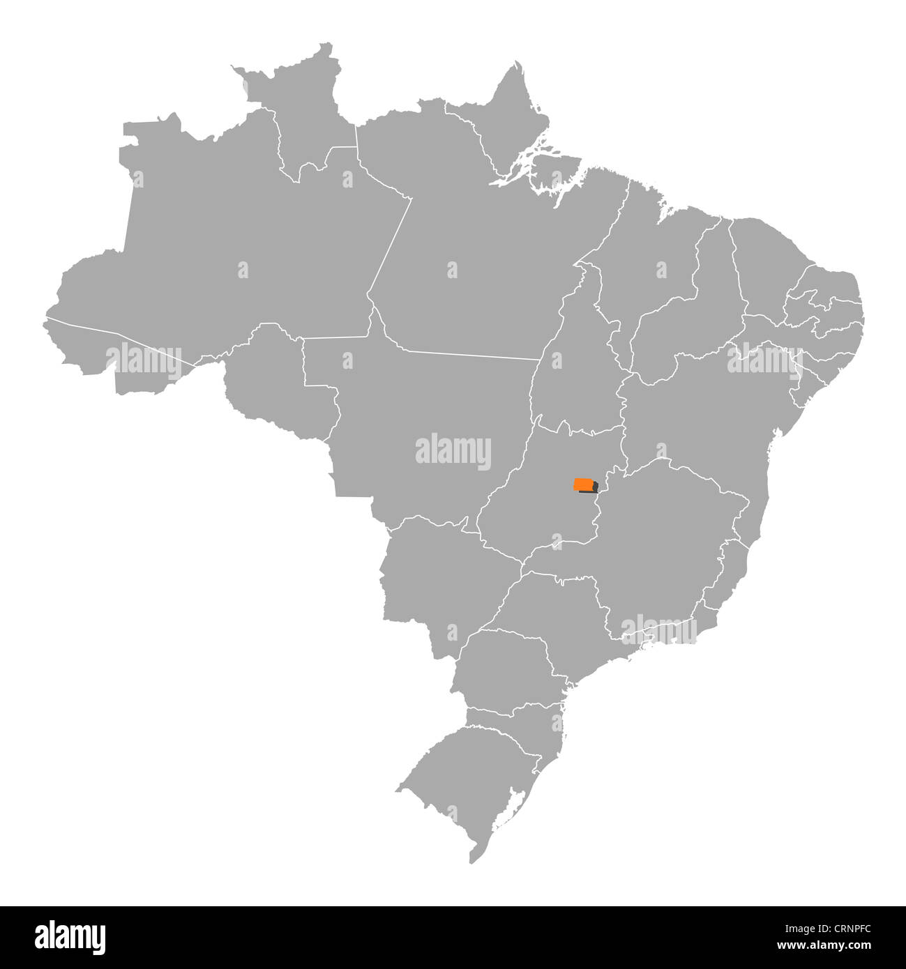 Political map of Brazil with the several states where Brazilian Federal