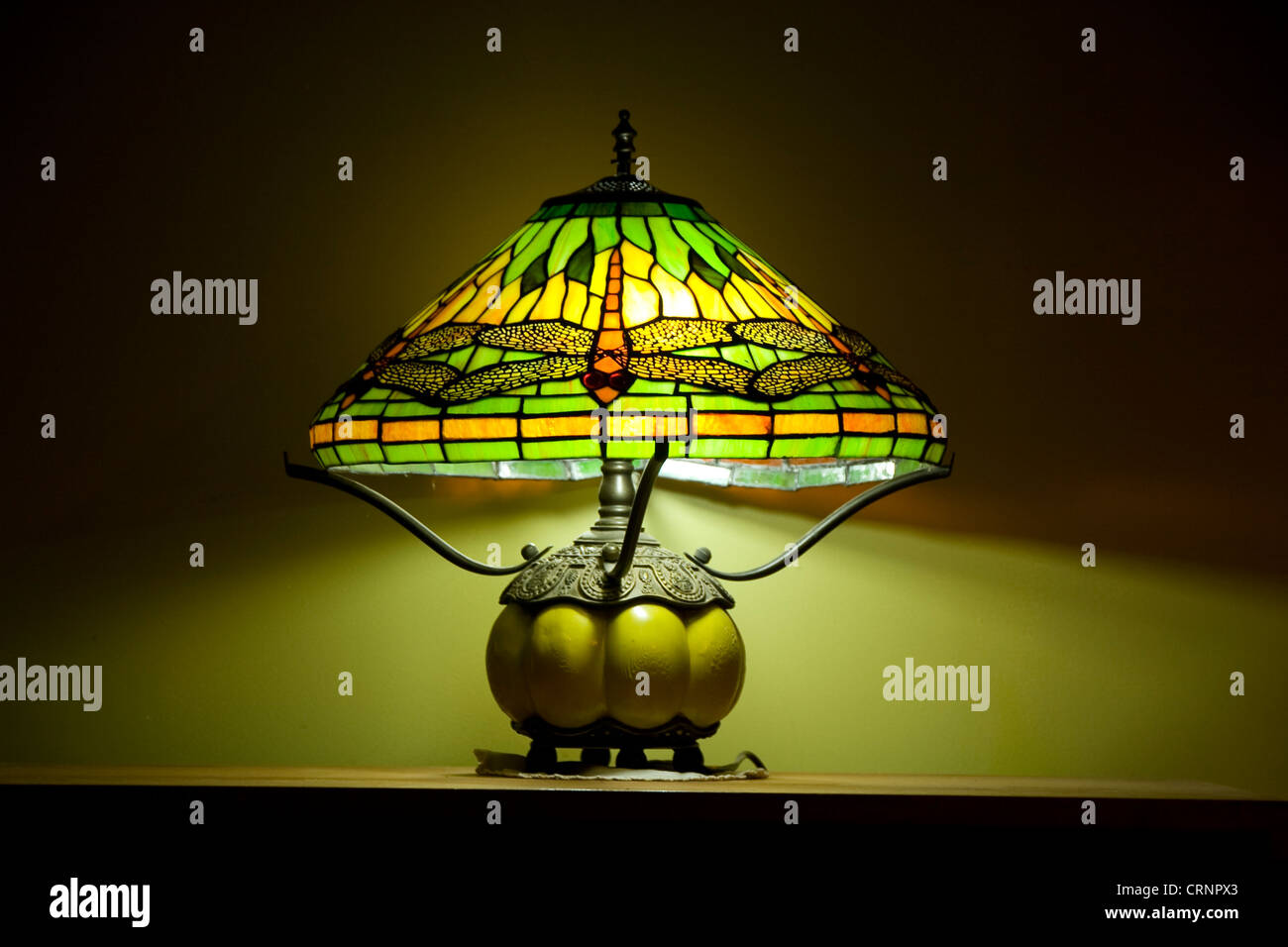 Light with stained glass dragonflies Stock Photo Alamy