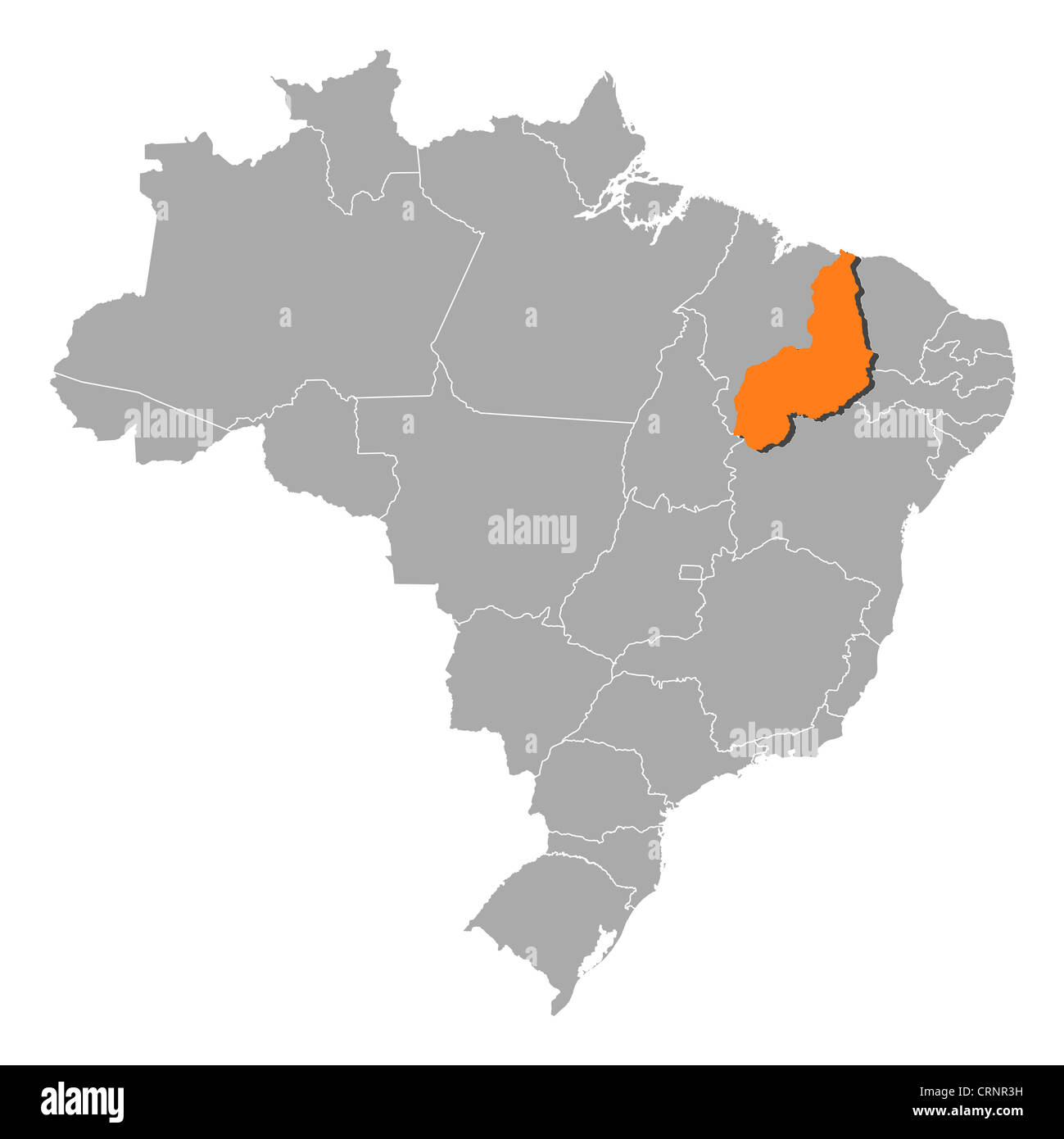 Political map of Brazil with the several states where Piauí is ...