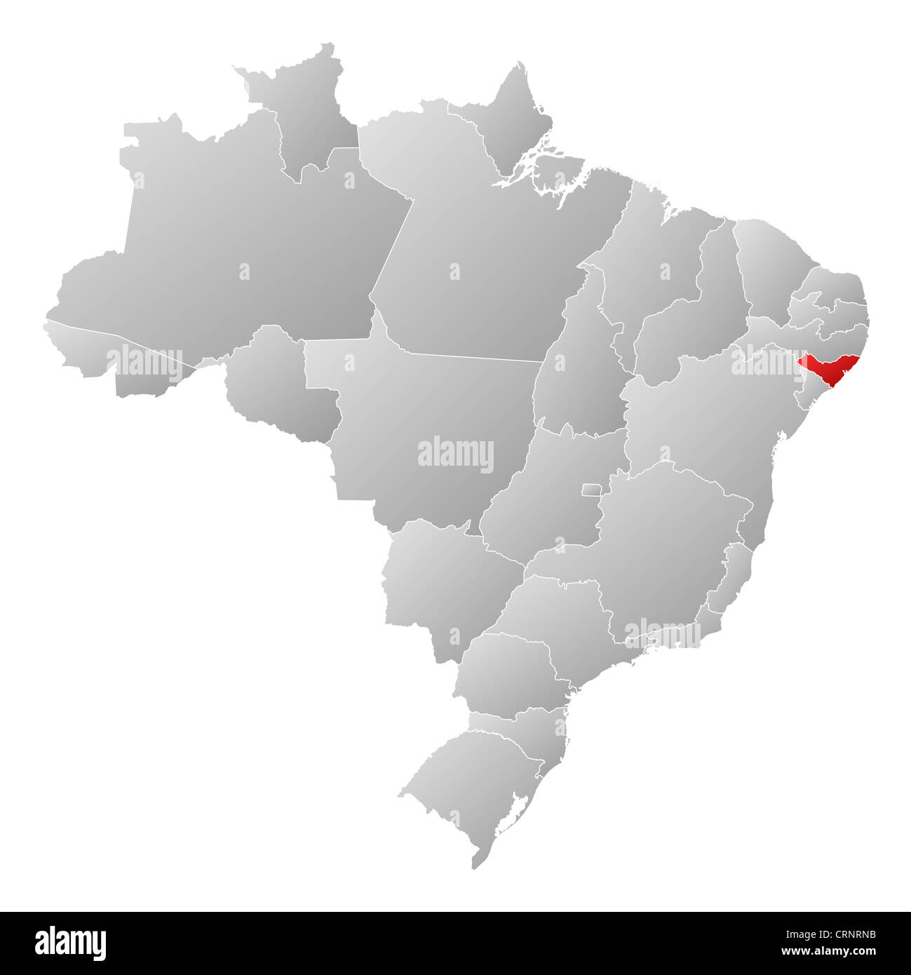 Political map of Brazil with the several states where Alagoas is ...