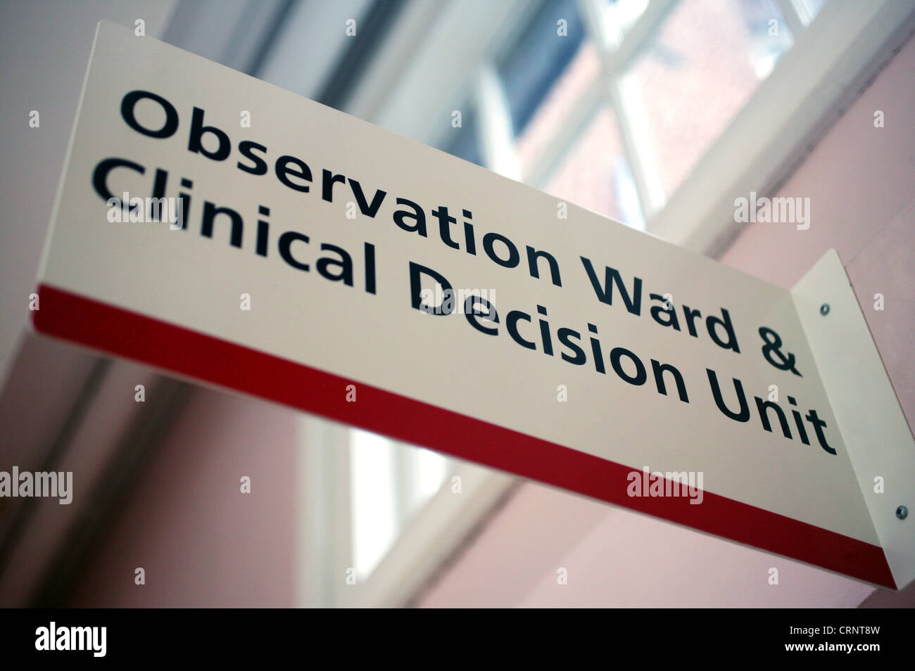 Hospital sign for the Observation Ward & Clinical Decision Unit Stock