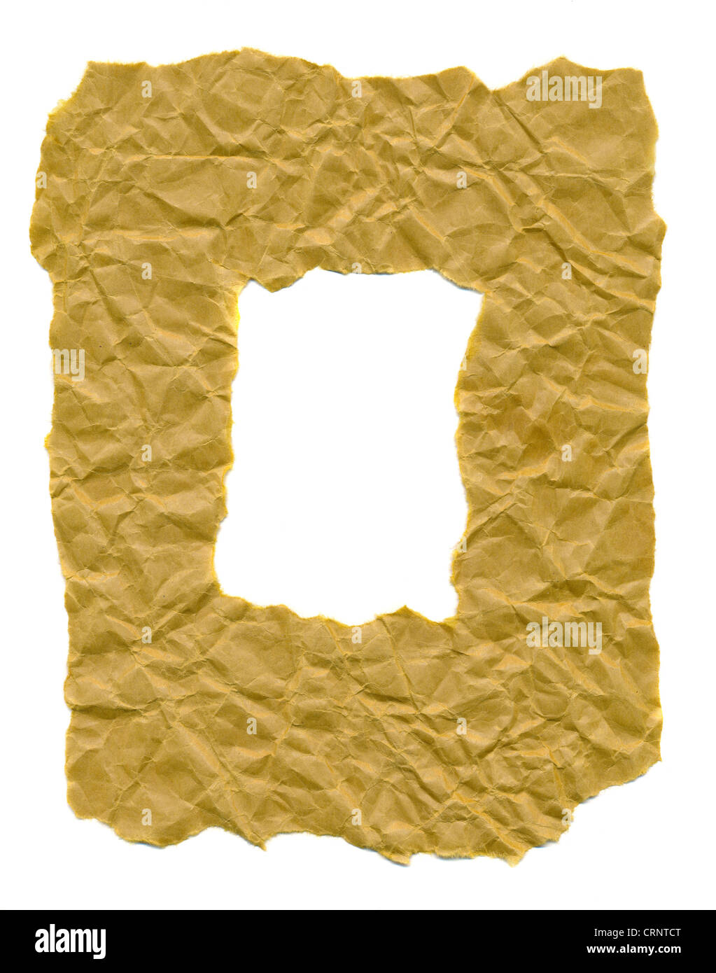 rumpled old paper frame isolated on white Stock Photo