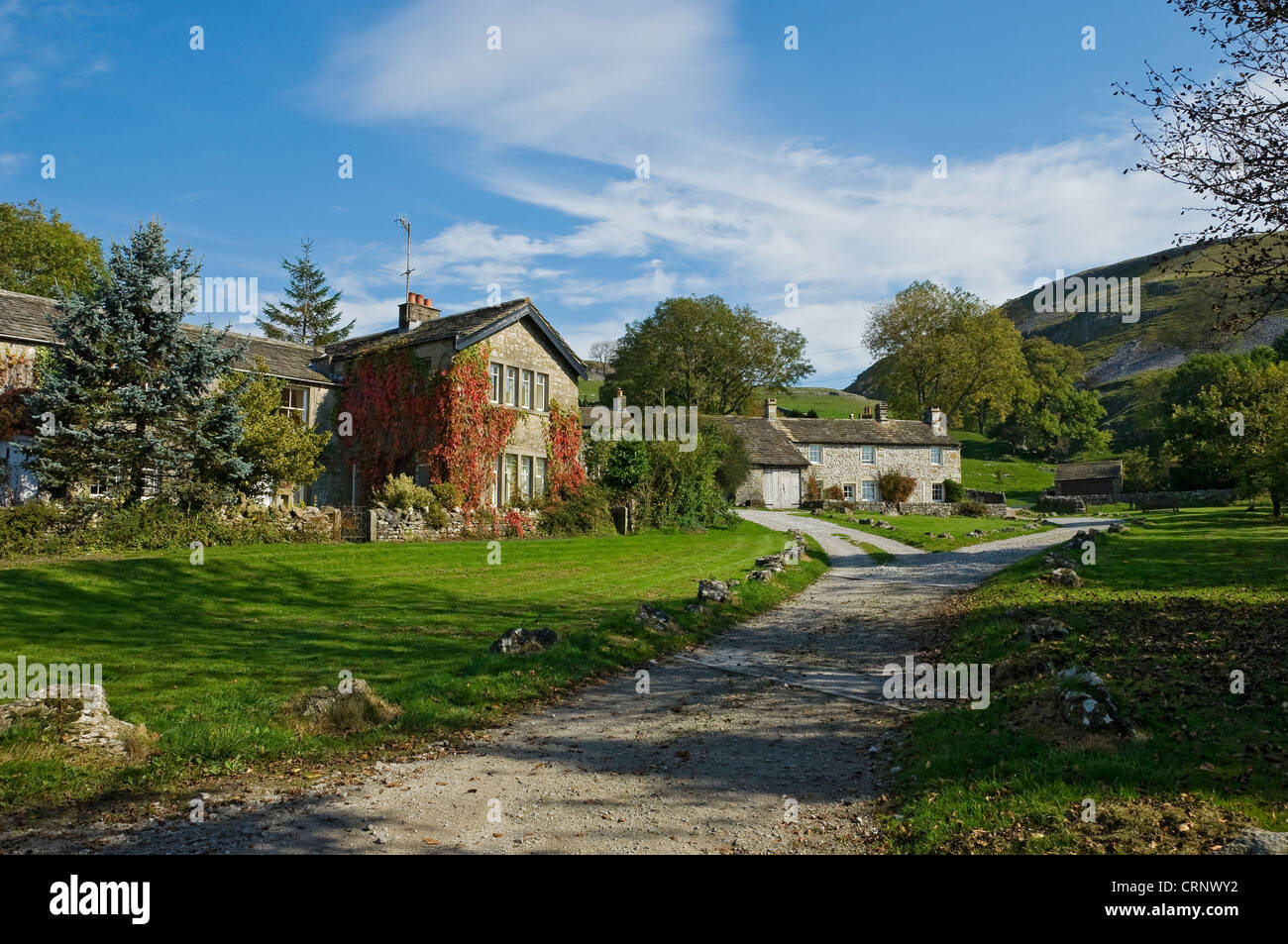Cottages in the small village of Conistone in Upper Wharfedale. Stock Photo
