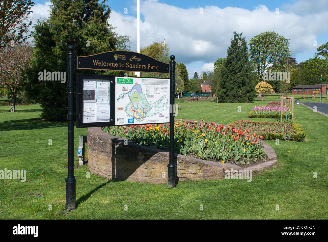 Sign at entrance to Sanders Park in Bromsgrove Stock Photo Alamy