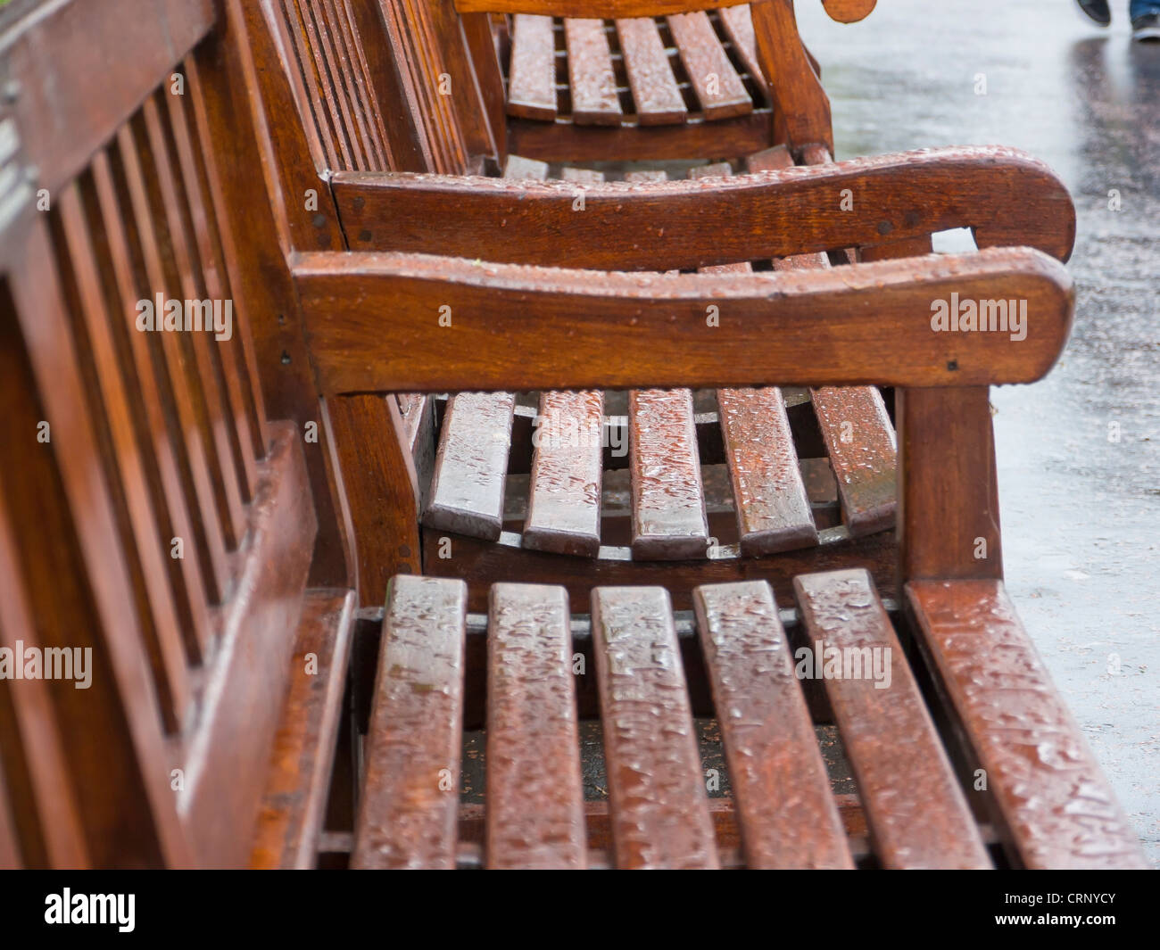 Wooden wood park bench benches summer rain wet edinburgh scotland hi