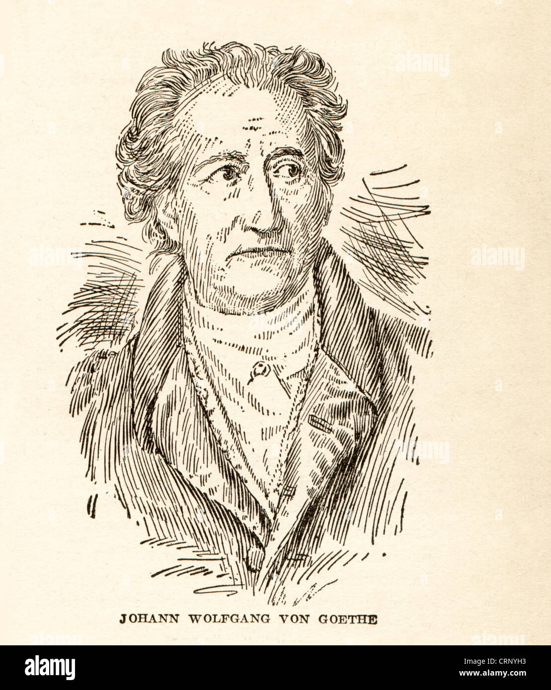 Vintage engraving of Johann Wolfgang von Goethe,1749-1832, poet, author. Stock Photo