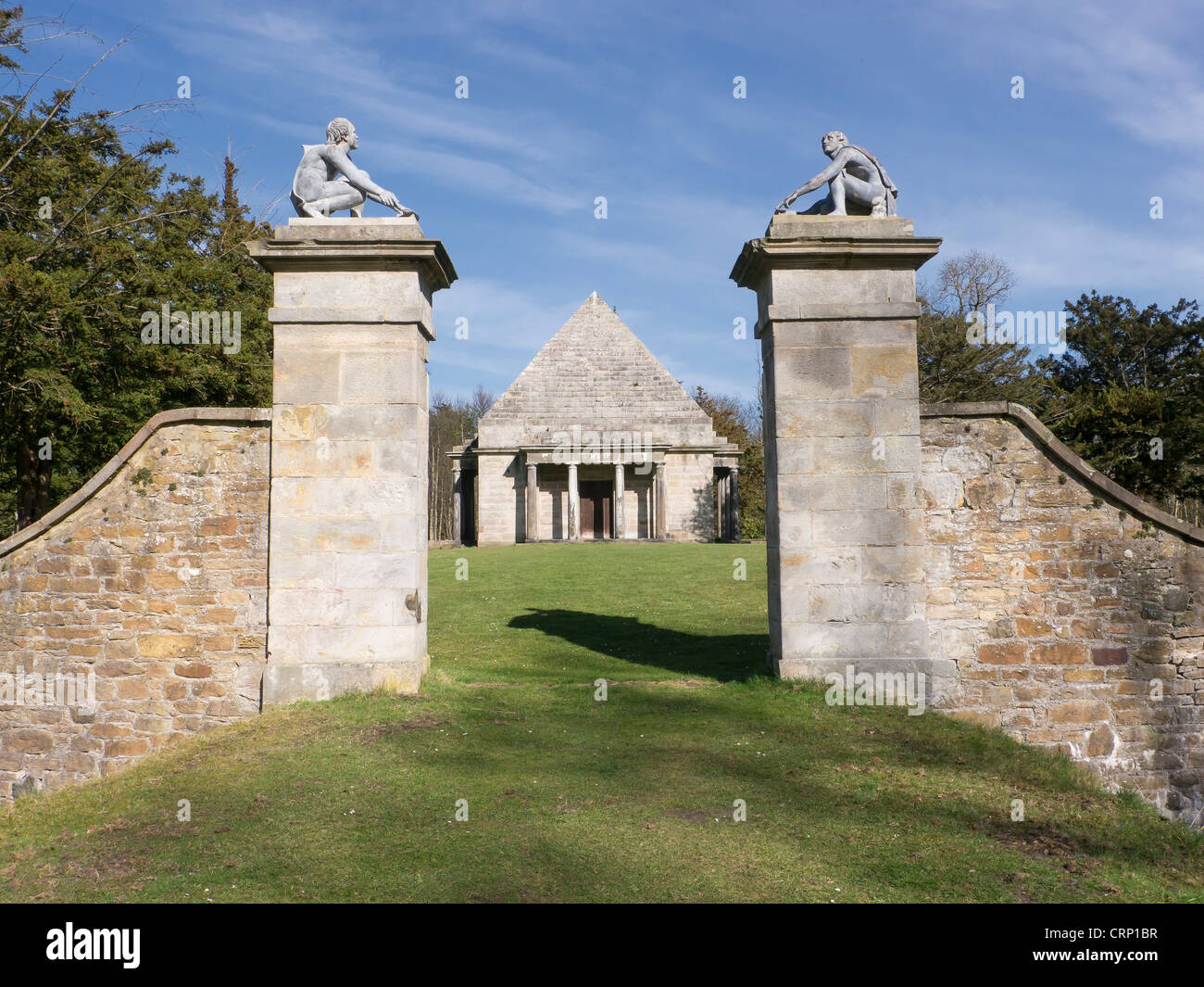 The pyramid shaped mausoleum at Gosford House, Aberlady, East Lothian. It holds the remains of the 7th Earl of Wemyss. Stock Photo