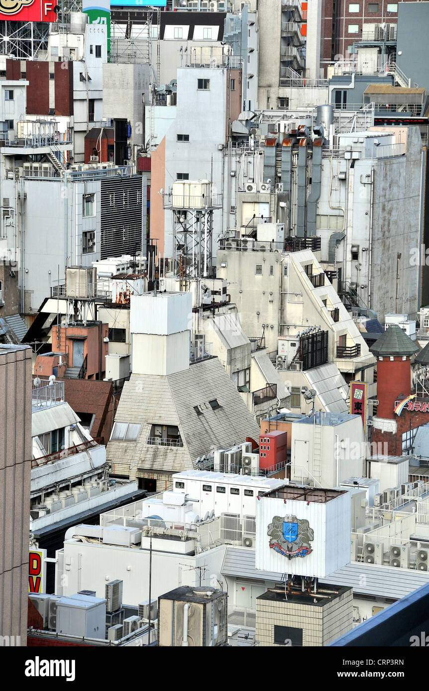 urban buildings roofs Shinjuku Tokyo Japan Stock Photo