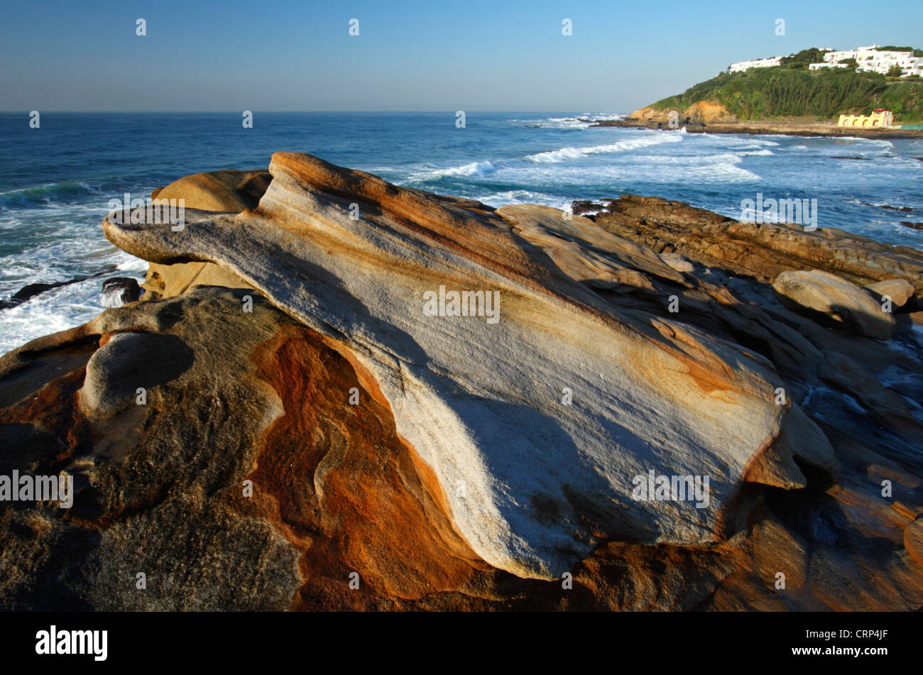 Sandstone cliffs overlooking the sea at Thompson's Bay, Ballito, Kwazulu Natal, South Africa Stock Photo