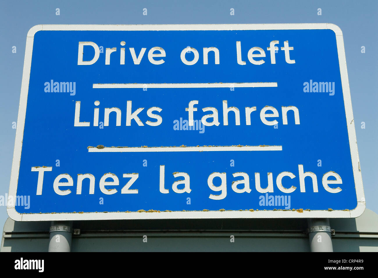 Drive on left, sign in German and French, Dover Uk  HOMER SYKES Stock Photo