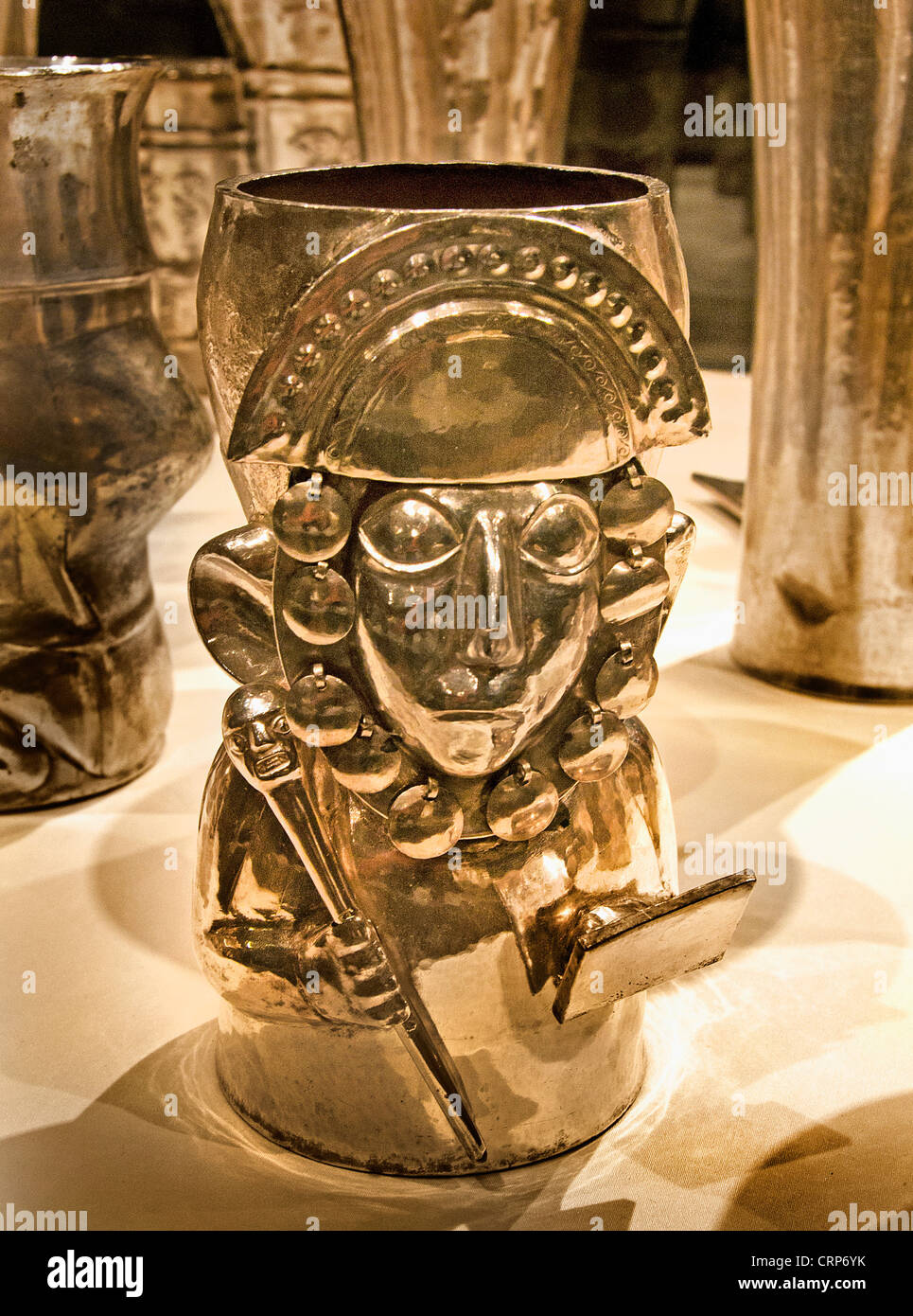Warrior Vessel 14th–15th century Peru  Chimú Silver Stock Photo